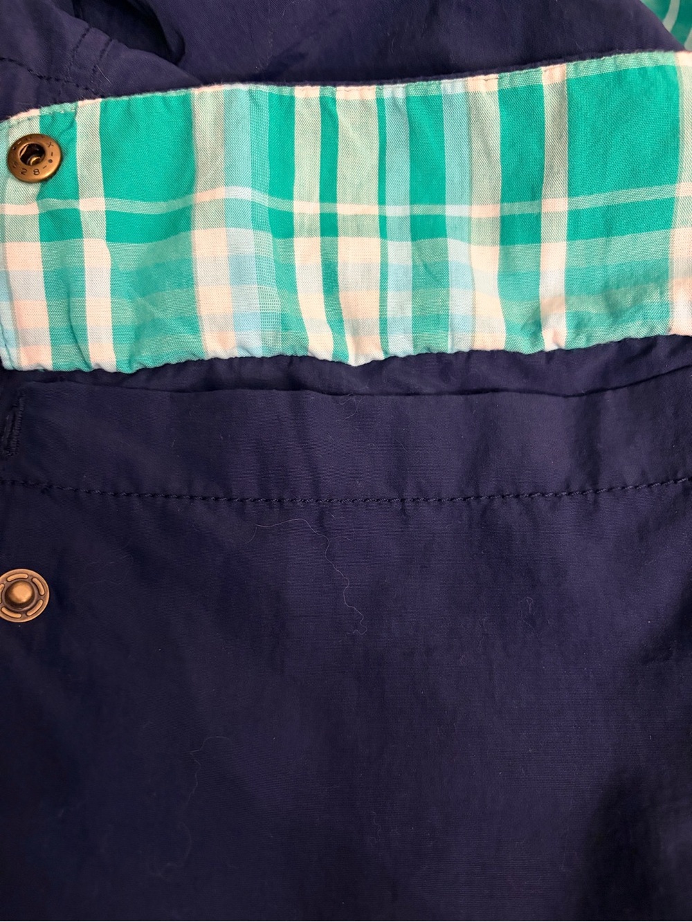 Navy Rain Coat Plaid Heritage Checks Gingham Cotton Lined Hood Pockets Columbia - Picture 6 of 14